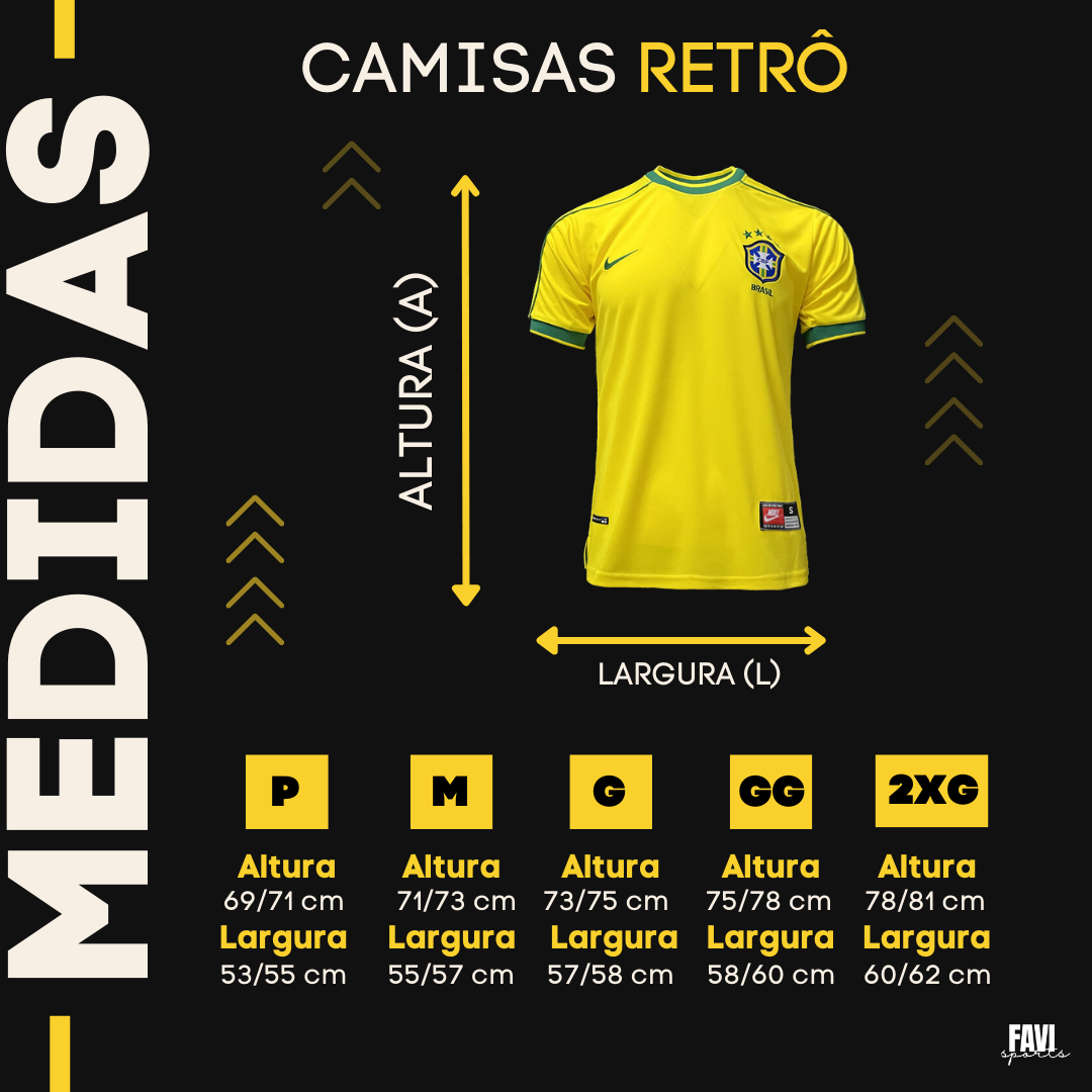 camisa retrô brasil tamanho
